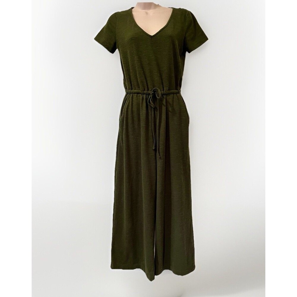 Old Navy Short Sleeve Wide Leg Jumpsuit Short Sleeve Womens XS Olive Green Boho